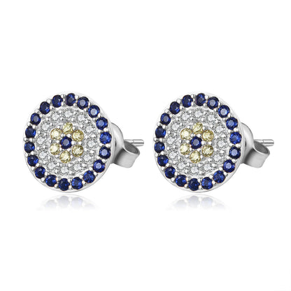 KAKODIY Eye Jewelry Earrings Silver 925 Sterling Silver Stud Earrings Zircon 18K Gold Plated Blue Small Turkish Eye Earrings - product image 1