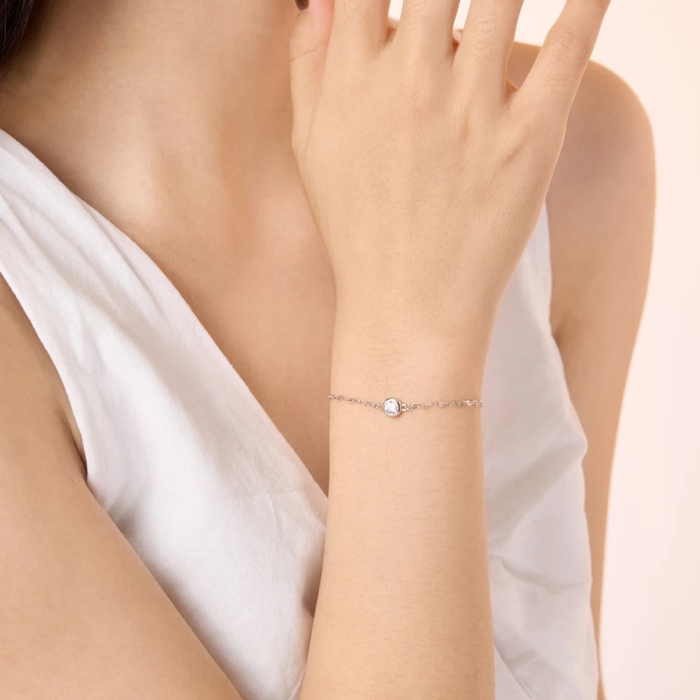 925 Sterling Silver 5A CZ Chain Bracelet DY150668 product image 4