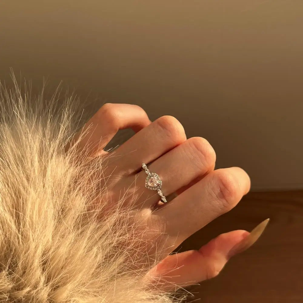 925 Sterling Silver Heart 8A CZ Wedding Ring product image 3