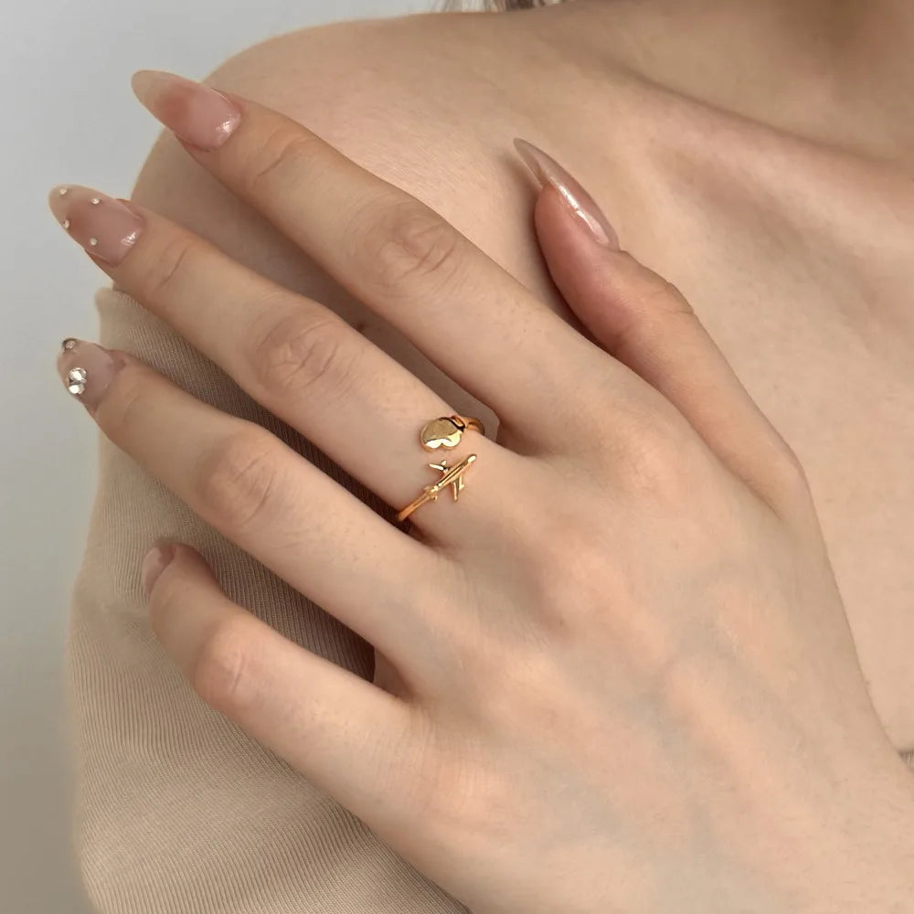 925 Sterling Silver Airplane Adjustable Ring product image 5