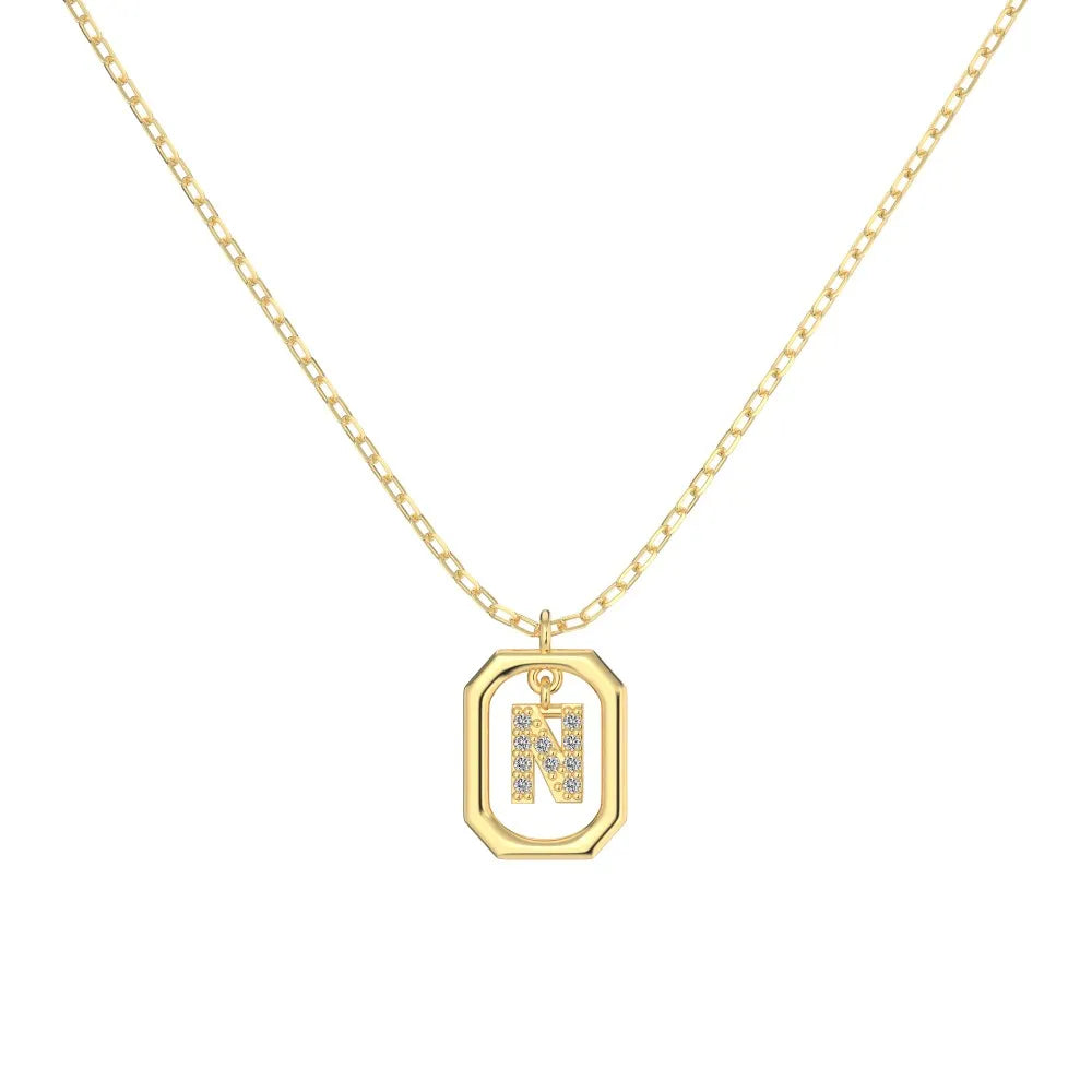 925 Silver 5A CZ Initial Necklace DY191342 product image 6