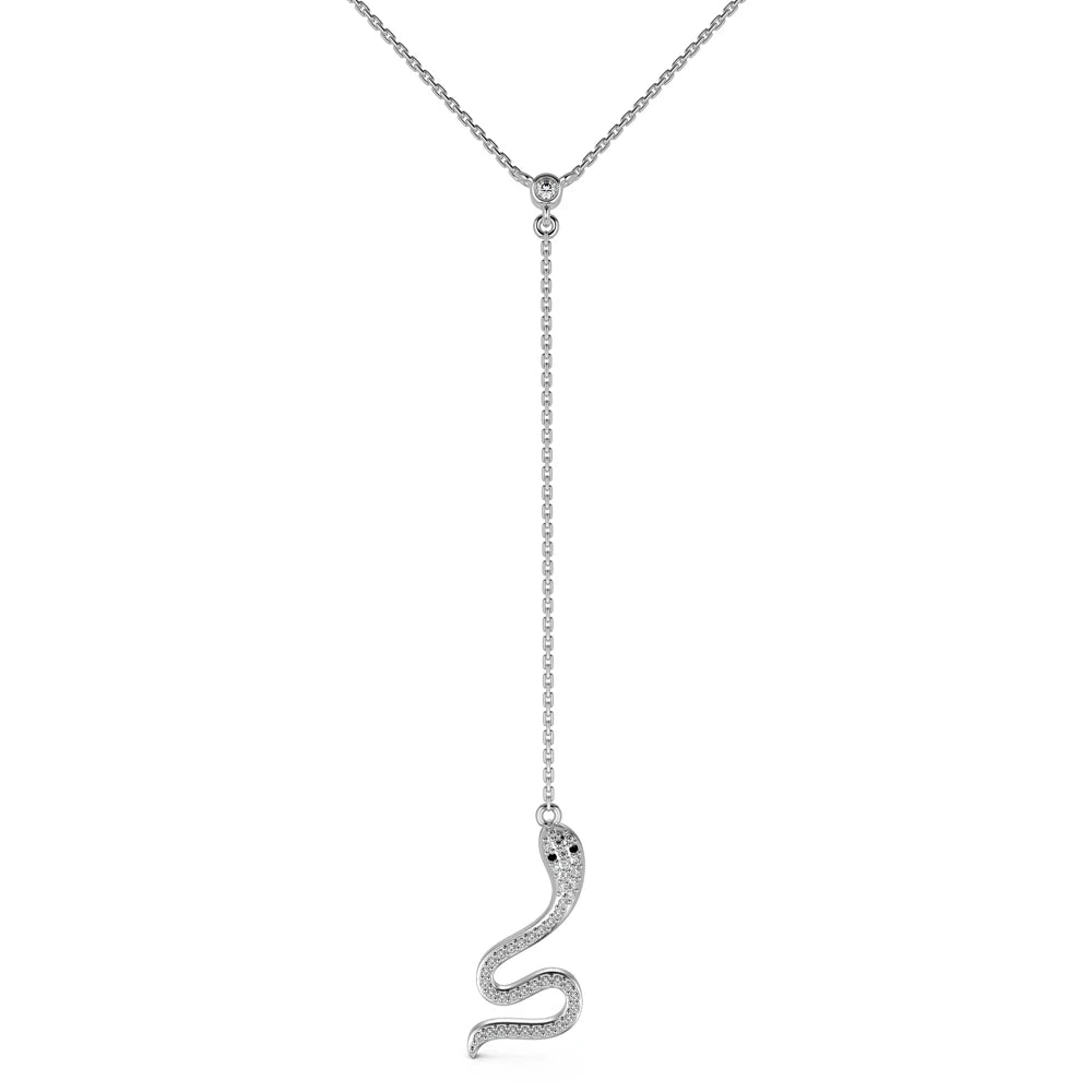 925 Sterling Silver Snake CZ Pendant Necklace by KAKODIY