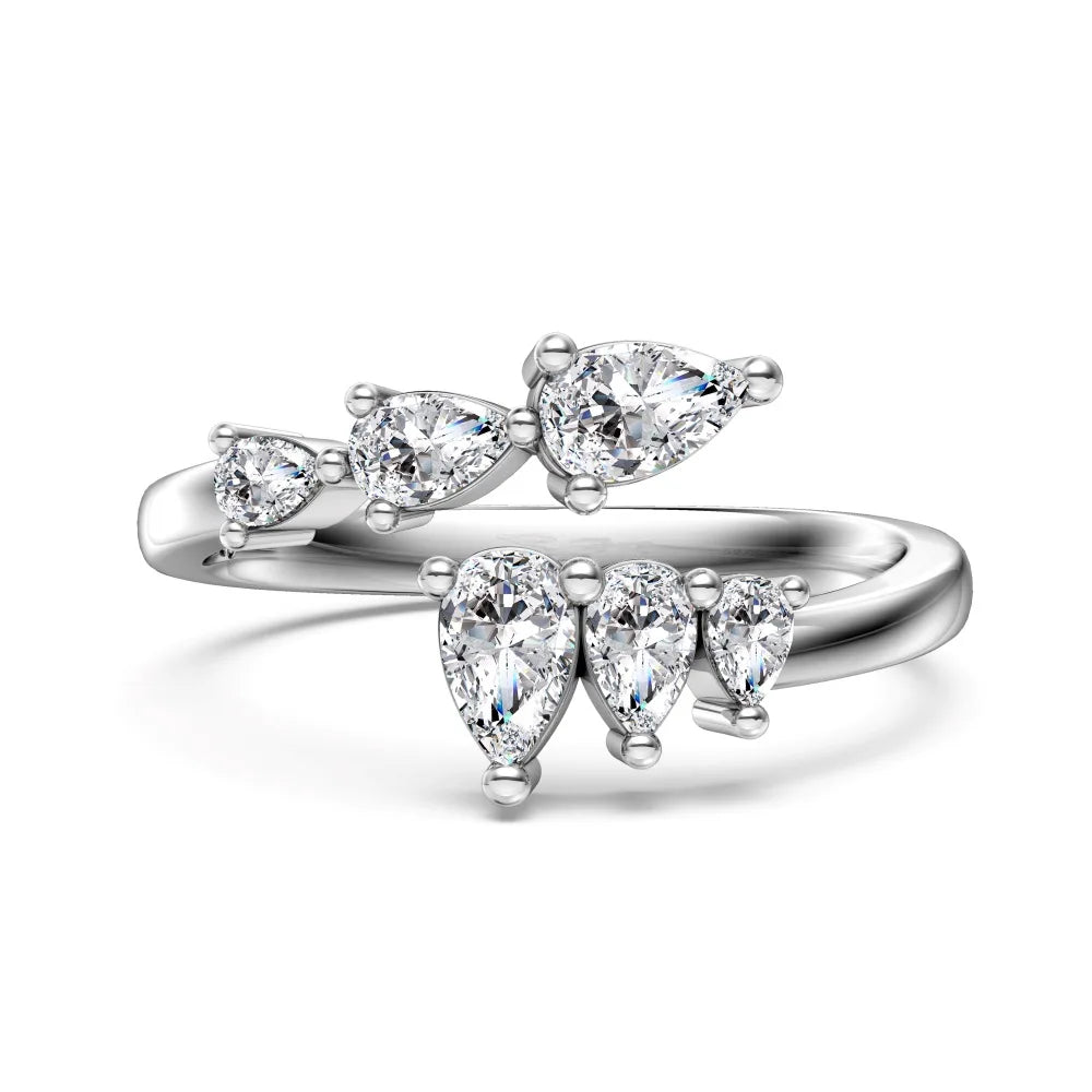 925 Sterling Silver 5A CZ Adjustable Ring DY121546 by KAKODIY