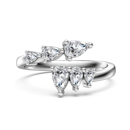925 Sterling Silver 5A CZ Adjustable Ring DY121546 by KAKODIY