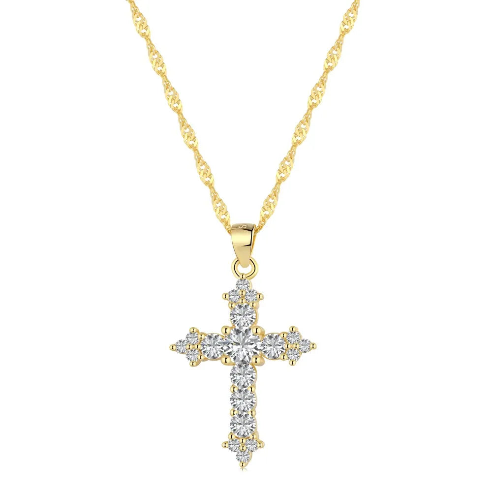 925 Silver Cross CZ Pendant Necklace DY190103 product image 7