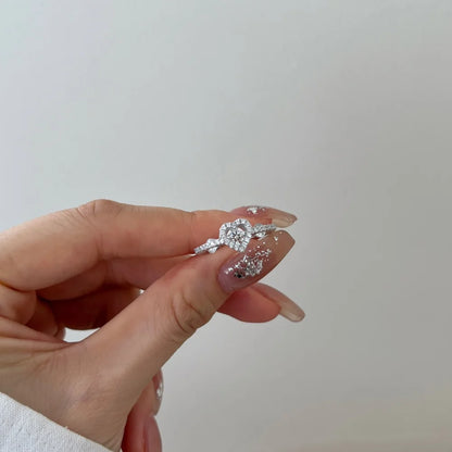 Special Design Fine Fashion Jewellery S925 Silver Rhodium Plated Eternity Band 5A Zirconia Heart Promise Engagement Ring