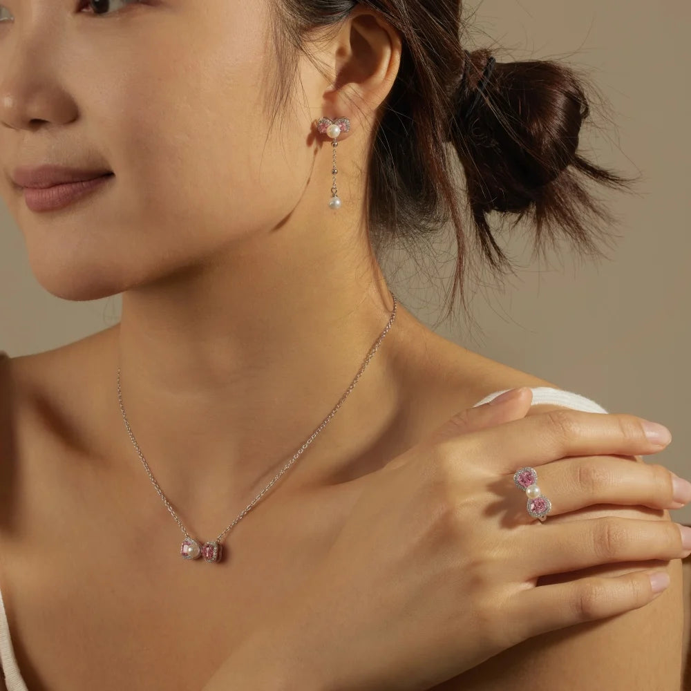 KAKODIY Elegant Boutique Jewelry 925 Sterling Silver 5A Cubic Zirconia Gemstone Shell Pearl Pendant Bow Bow Tassel Stud Earrings - product image 2