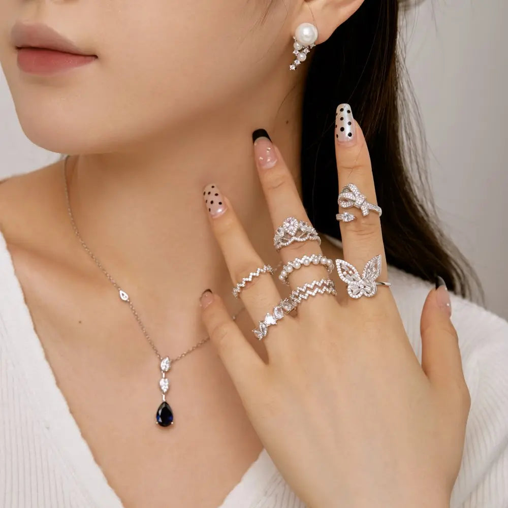 925 Silver CZ Bridal Engagement Ring DY120768 product image 6