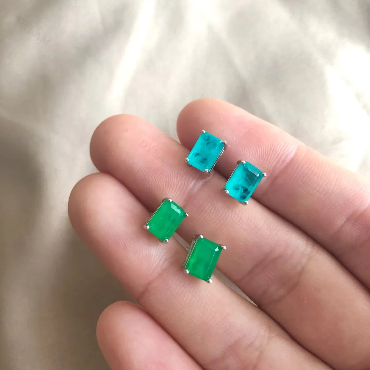 KAKODIY Classic Design Boutique Jewelry Rhodium Plated 925 Sterling Silver Rectangular Emerald Cut 5A Cubic Zirconia Stud Earrings Women - product image 3