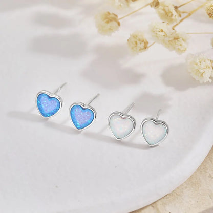 KAKODIY 925 Sterling Silver Blue Pink Square Zircon Jewelry Gift Custom Colored Heart Opal Earrings Women - product image 2