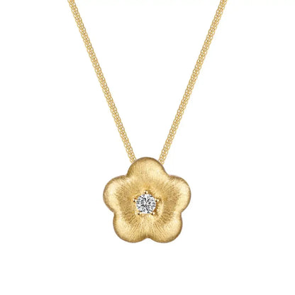 925 Sterling Silver Flower 5A CZ Pendant Necklace by KAKODIY
