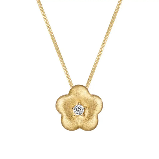 925 Sterling Silver Flower 5A CZ Pendant Necklace by KAKODIY