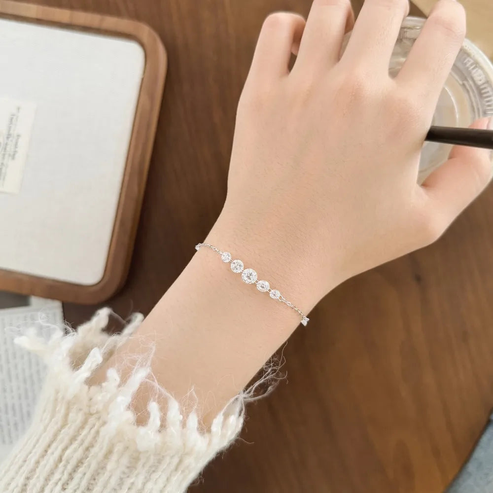 925 Sterling Silver 5A CZ Chain Bracelet DY150563 product image 5