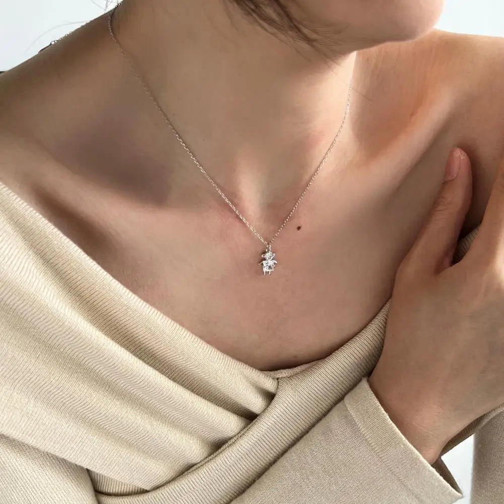925 Silver CZ Statement Pendant Necklace DY191178 product image 4