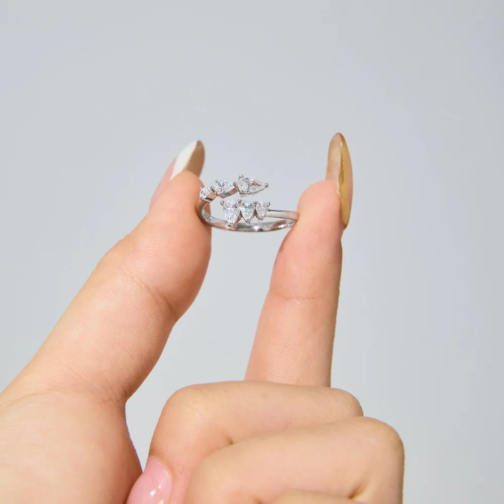 925 Sterling Silver 5A CZ Adjustable Ring DY121546 product image 4