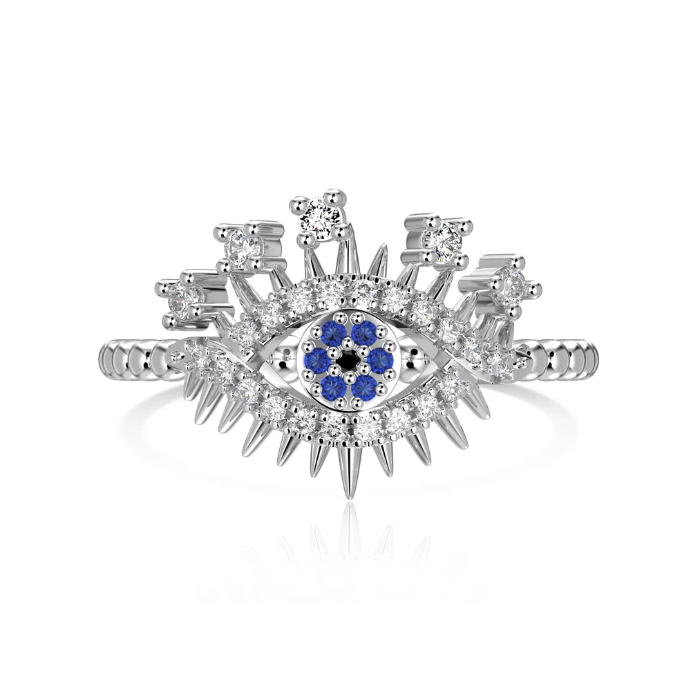 925 Sterling Silver Evil Eye CZ Adjustable Ring by KAKODIY
