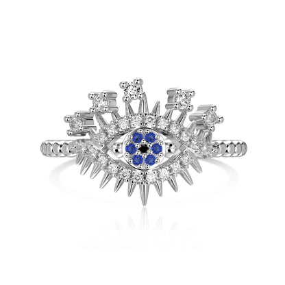 925 Sterling Silver Evil Eye CZ Adjustable Ring by KAKODIY