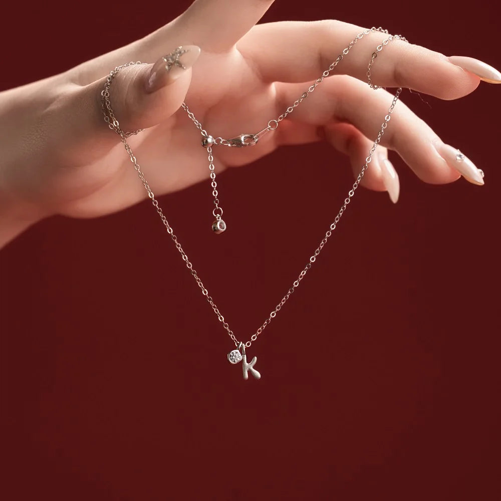 925 Sterling Silver K Initial 5A CZ Necklace product image 4