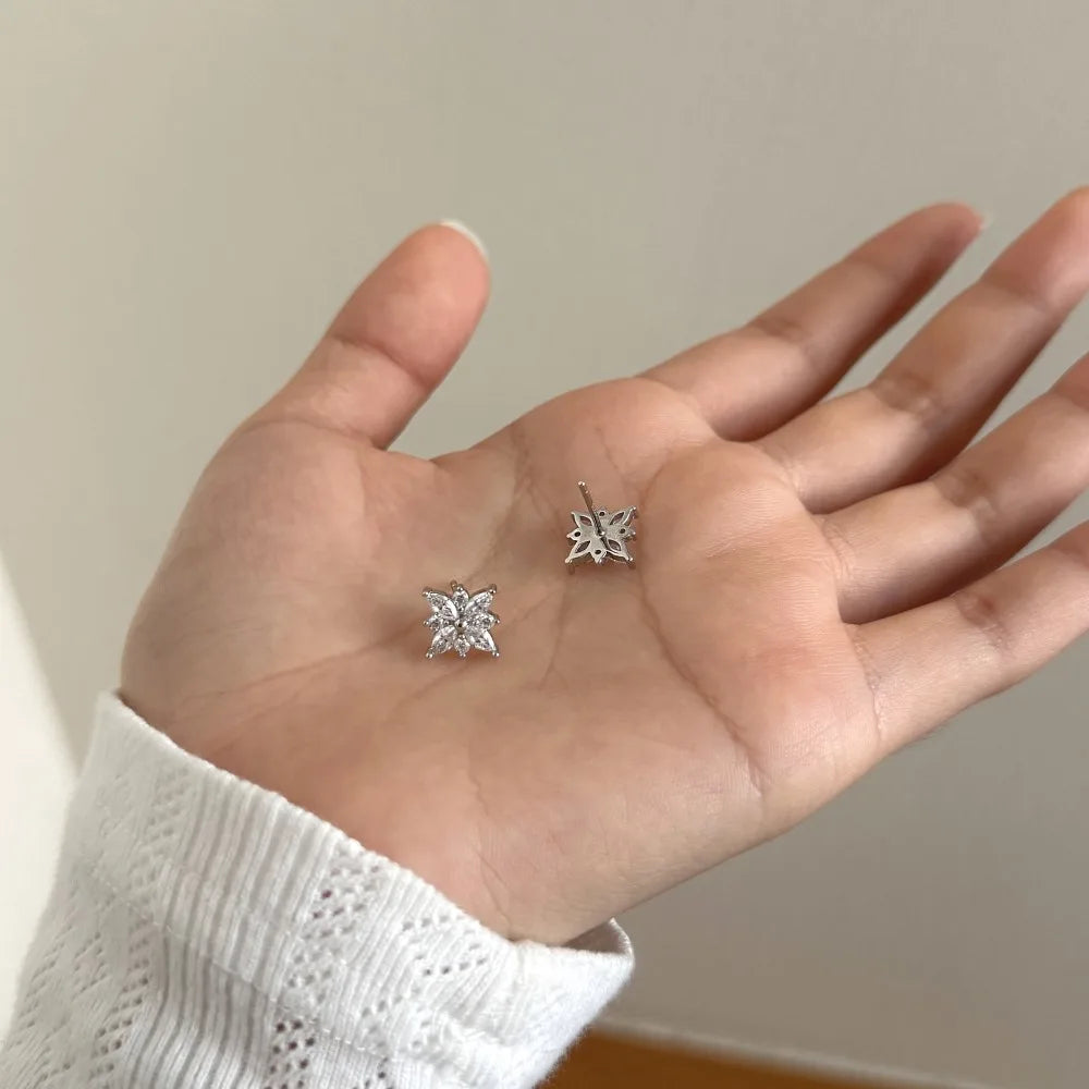 KAKODIY Fashion Fine Rhodium Plated 925 Sterling Silver Unchanged 5A Cubic Zirconia Snowflake Shaped Earrings for Women - product image 3