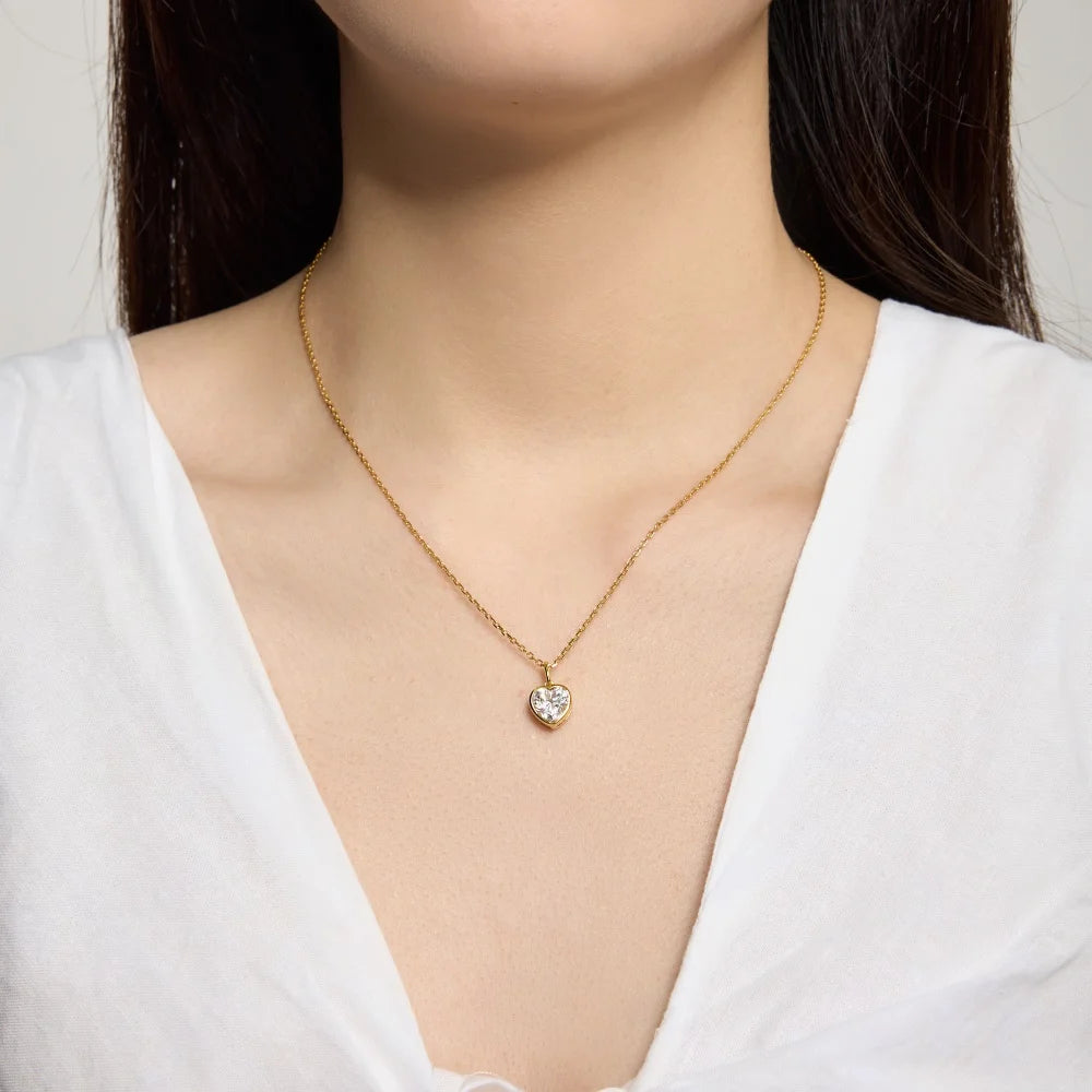 925 Silver Heart 5A CZ Pendant Necklace DY191847 product image 4