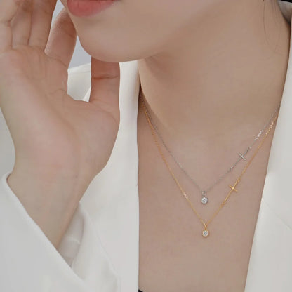 Charm Design Women Dress up Jewelry Accessories Rhodium 18K Gold Plated Link Chain Cross 5A Zirconia Pendant Necklaces