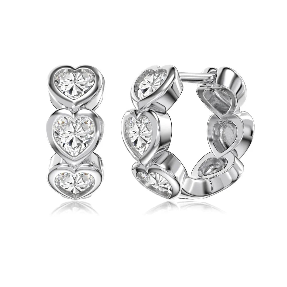 KAKODIY 18K Gold Plated Sterling Silver 925 Earrings Mini Heart Zircon Cubic Zircon Embrace Earrings Accessories Women