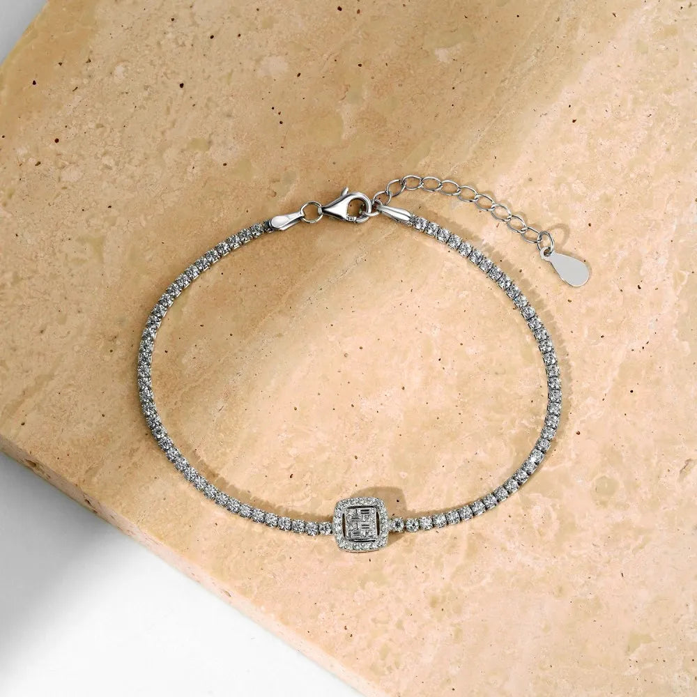 925 Sterling Silver CZ Chain Bracelet DY150222 product image 3