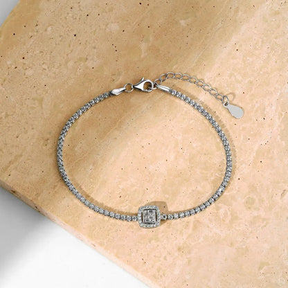 925 Sterling Silver CZ Chain Bracelet DY150222 product image 3