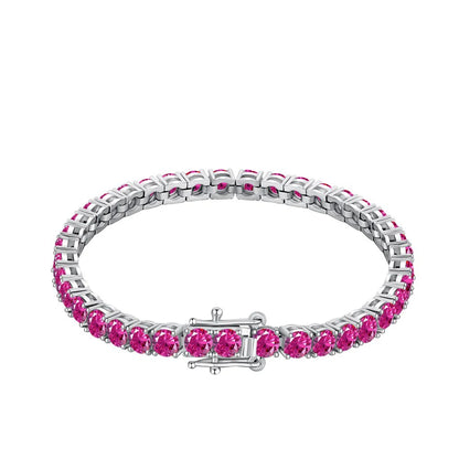No Moq  Fine Jewelry S925 Sterling Silver Rhodium Plated  Round Cut 4mm 5A Cubic Zirconia Tennis Bracelets Bangles