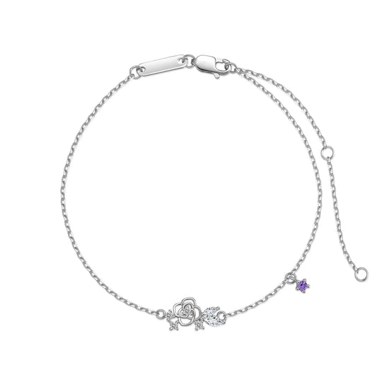925 Sterling Silver Flower 5A CZ Chain Bracelet product image 7