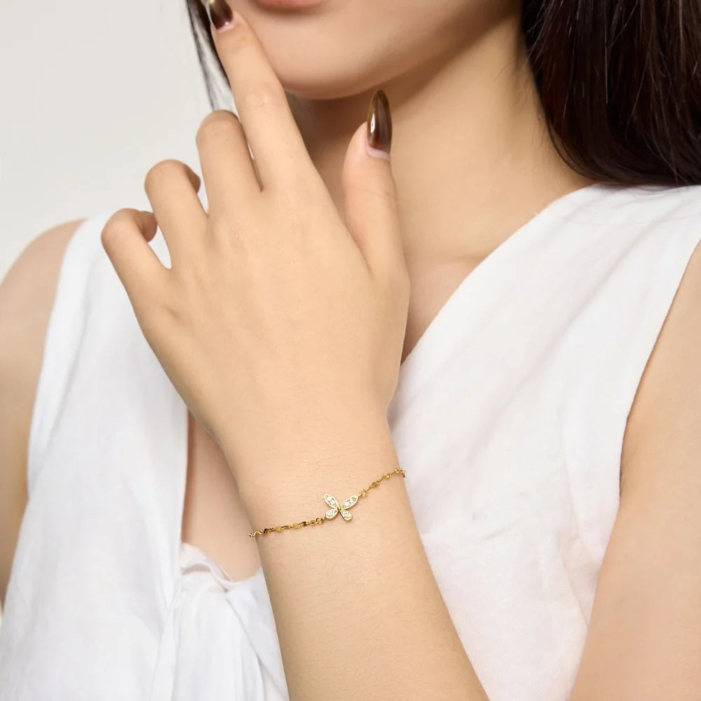 925 Silver Butterfly 5A CZ Chain Bracelet DY150664 product image 6