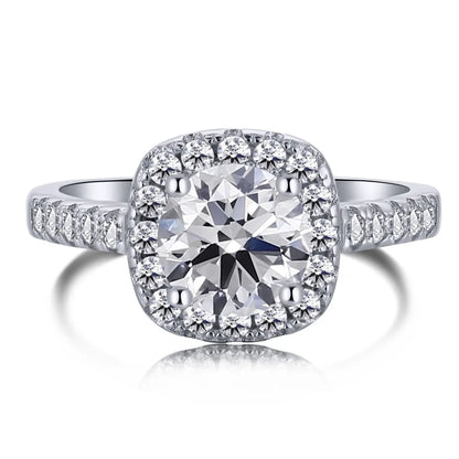 Luxurious Fine Jewelry Rhodium Plated 5A Cubic Zirconia Promise Halo Engagement Promise Eternity Ring for Women