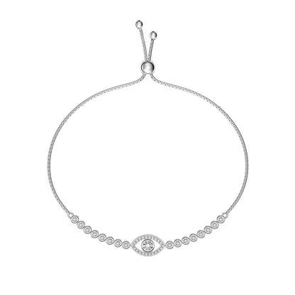 Custom Fine Jewelry Blue Zirconia Diamond Bracelet 925 Sterling Silver Devil Eye Tennis Chain Adjustable Bracelets Women