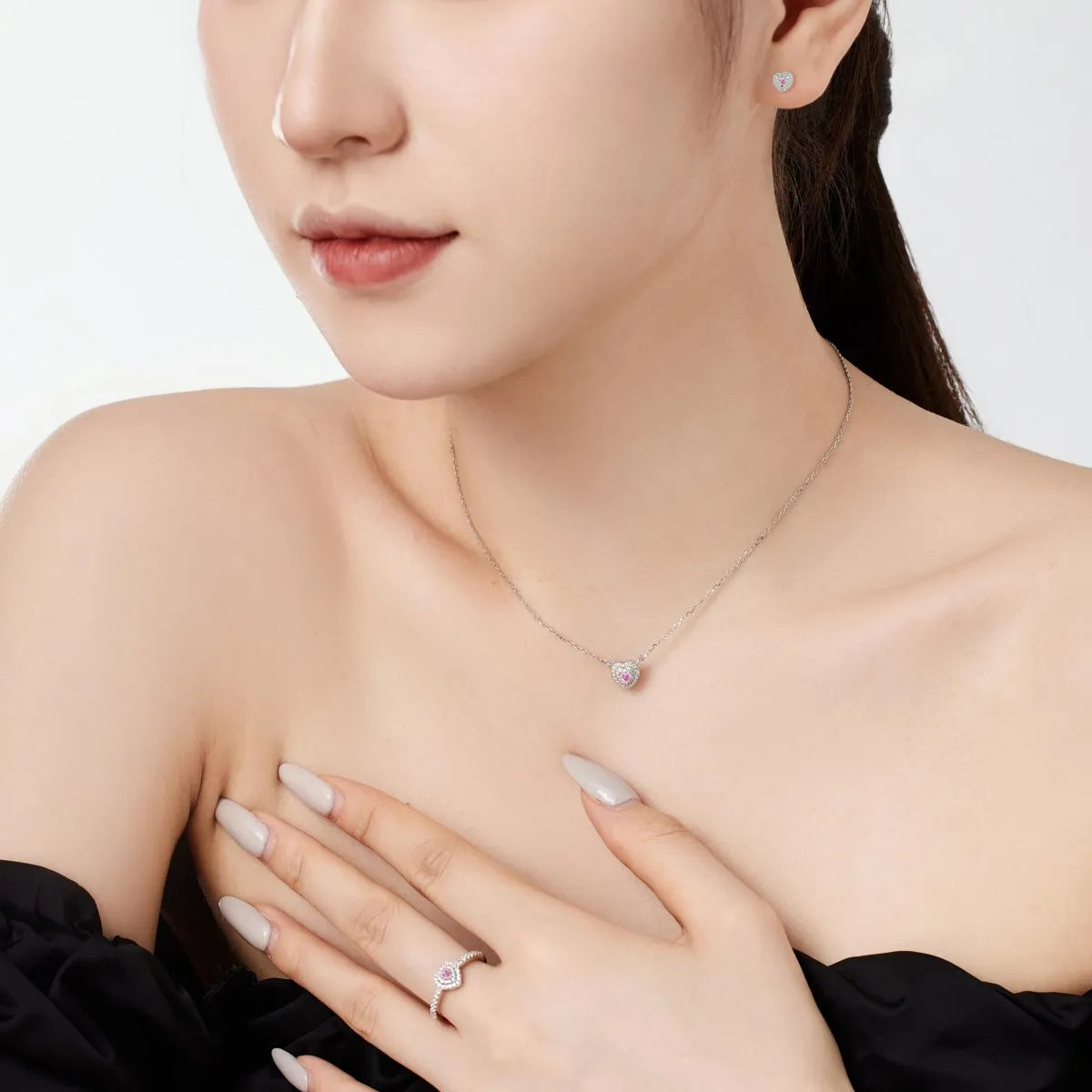 925 Silver Heart CZ Engagement Ring DY121017 product image 4