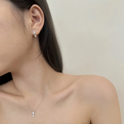 Wholesale Price S925 Sterling Silver Necklace Cubic Zirconia Cz 3 Stone Pendant Three Stone Waterdrop Pear Necklaces Women