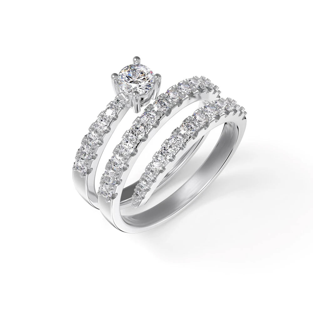 Dazzling 925 Sterling Silver Fine Jewelry Rhodium Plated Multiple Layer Sparil Moissanite 5A Cubic Zirconia Jewelry Rings