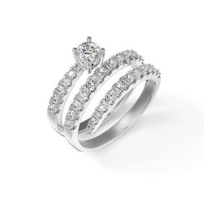 Dazzling 925 Sterling Silver Fine Jewelry Rhodium Plated Multiple Layer Sparil Moissanite 5A Cubic Zirconia Jewelry Rings