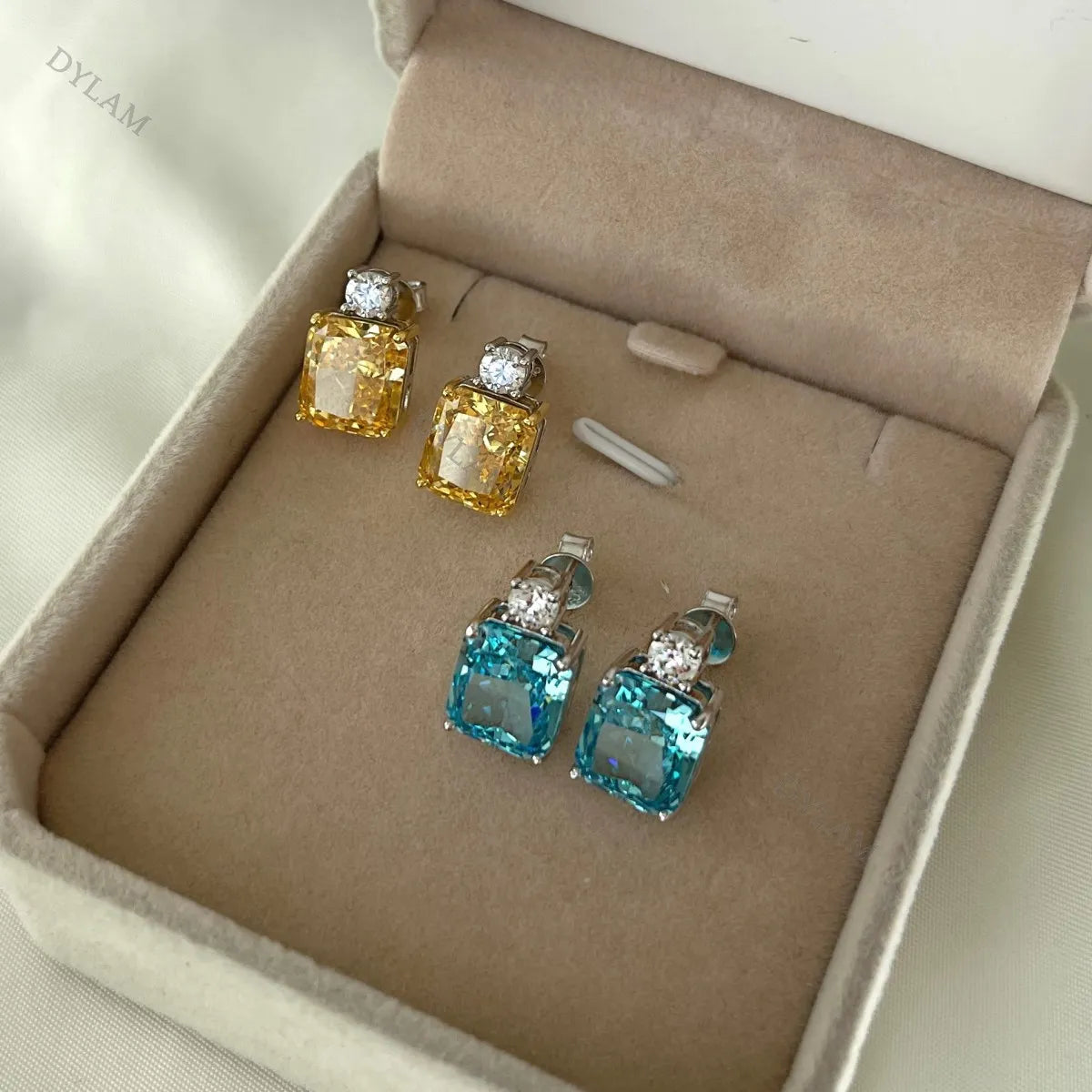 New Arrival 8A Luxury Square CZ Zircon Stone Stud Drop Earrings S925 Sterling Silver Jewelry for Wedding Women Party
