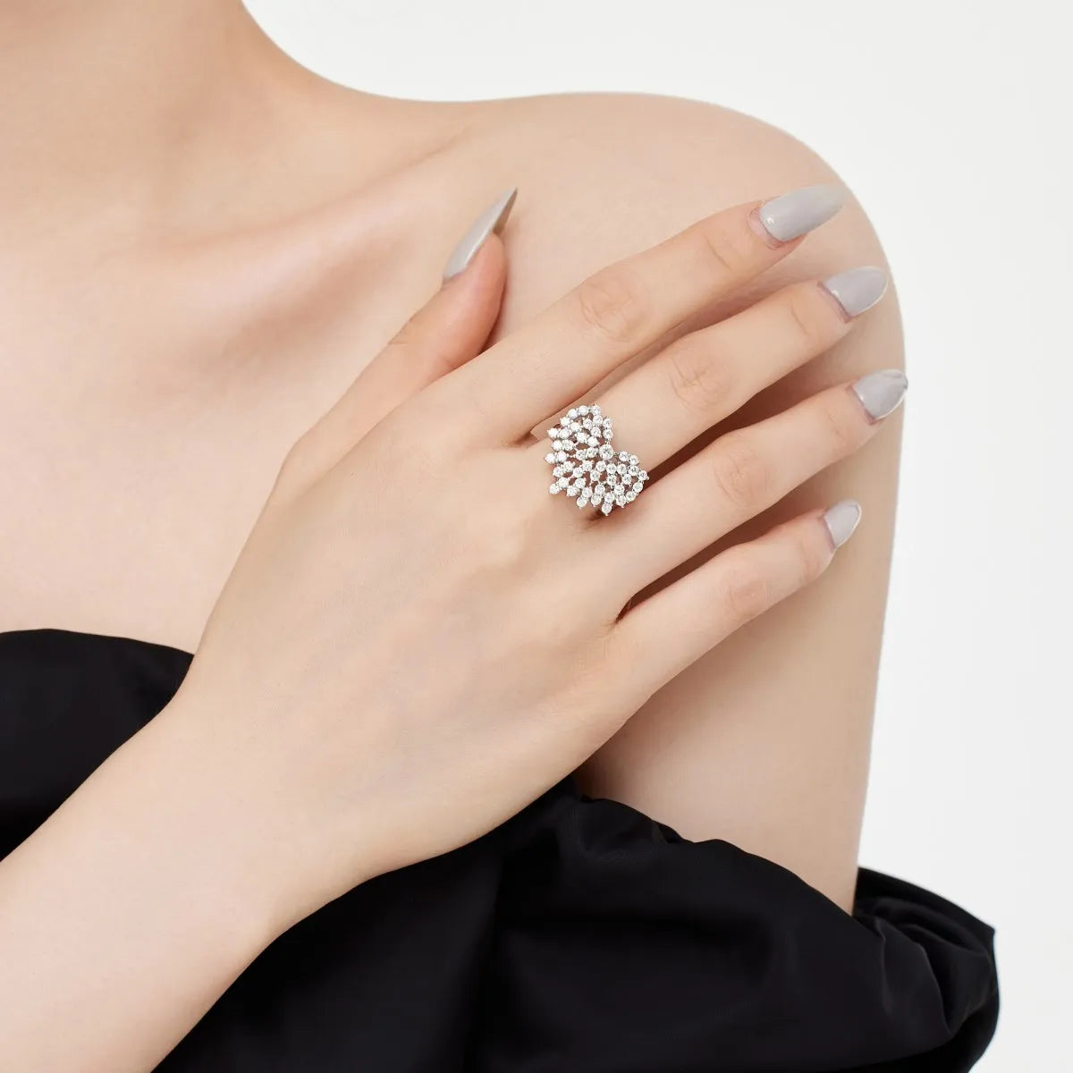 925 Silver Heart CZ Engagement Ring DY121033 product image 2