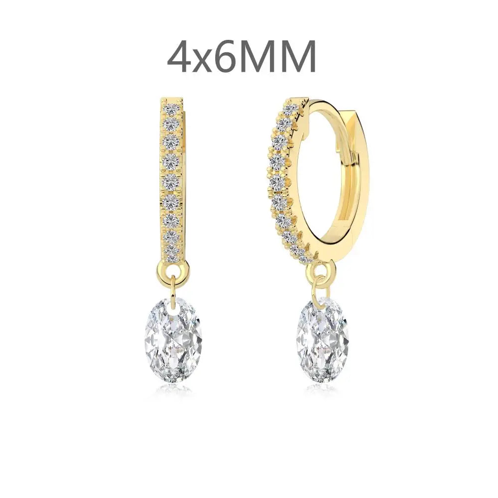 KAKODIY Oval Zircon Pendant 14K Gold Plated Earrings 925 Sterling Silver Fine Jewelry Earrings