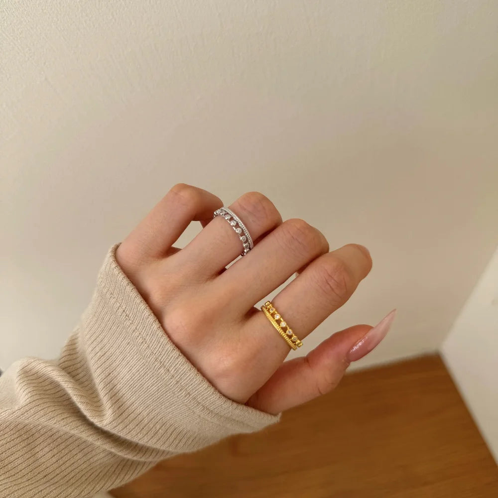 Specially Design Fine Fashion Women Jewelry Sterling Silver Eternity Band Double Layer 5A CZ Zirconia Daily Dress up Ring