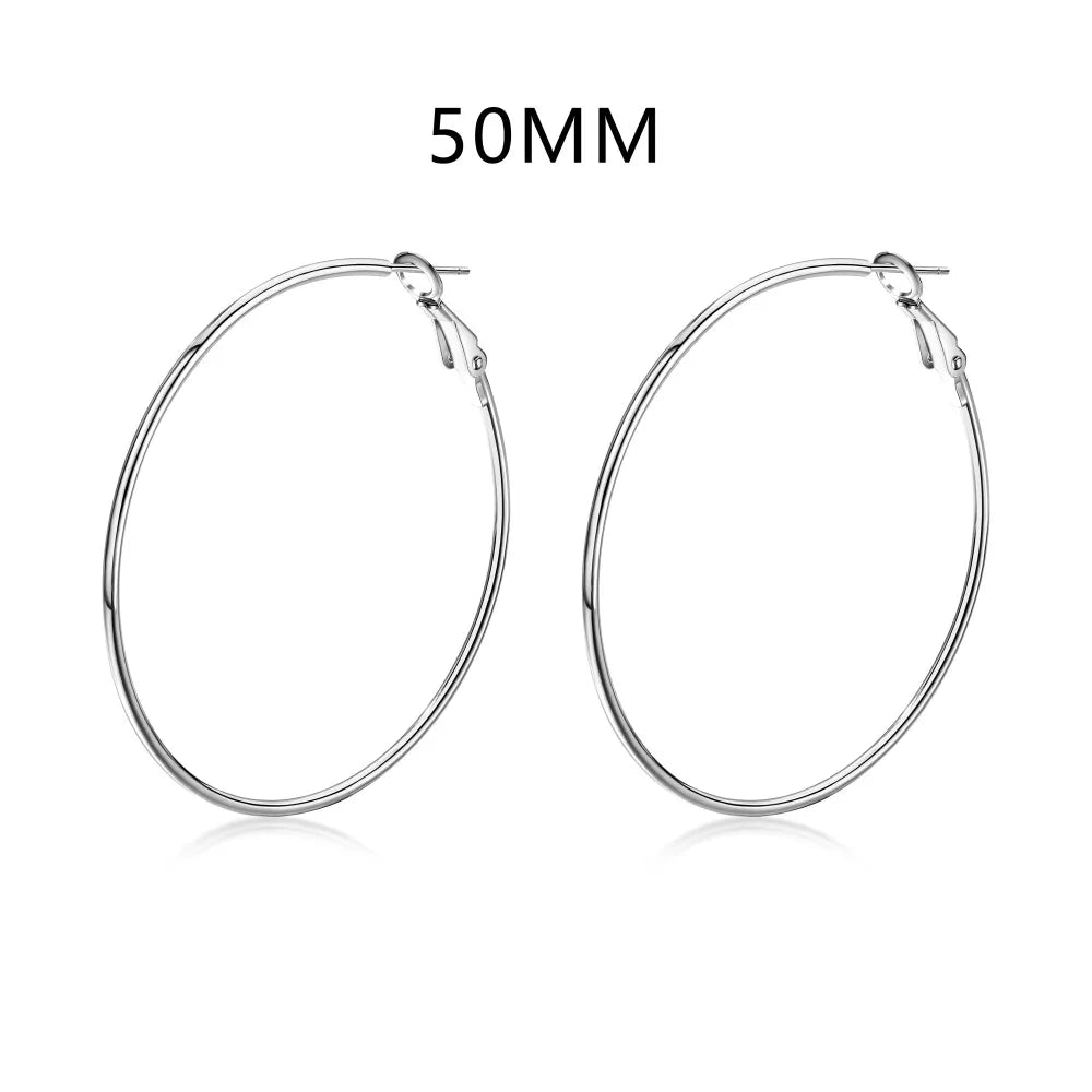 Nickel Free Hypoallergenic 925 Sterling Silver Round Circle Earring 18K Gold Plated Big Large Hoop Earrings for Women Girl