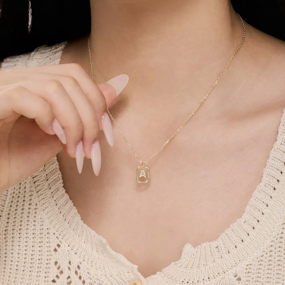 925 Silver A Initial 5A CZ Necklace DY191329 product image 3