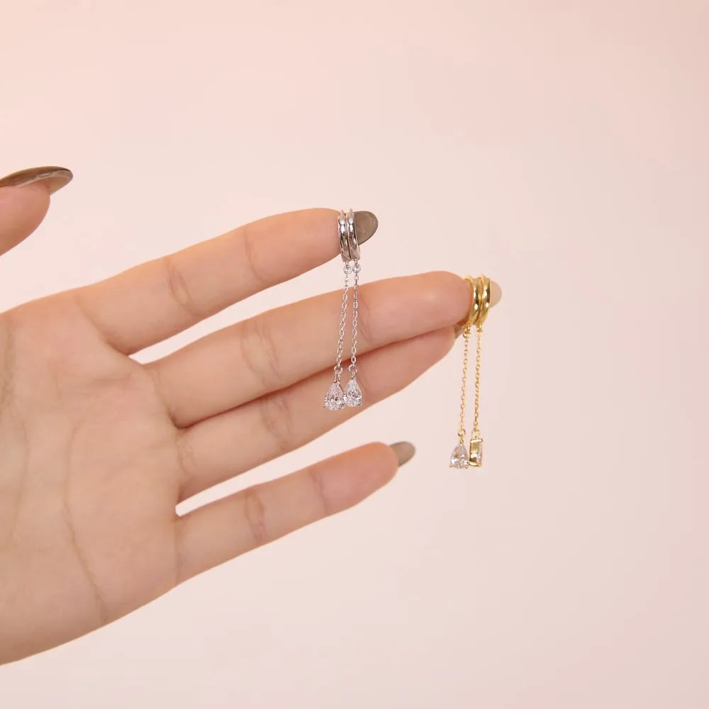 KAKODIY Hypoallergenic 925 Sterling Silver Pendant 5A CZ Zircon Ring Earrings Women Teen Girl Simple Tassel Earrings High Jewelry - product image 2