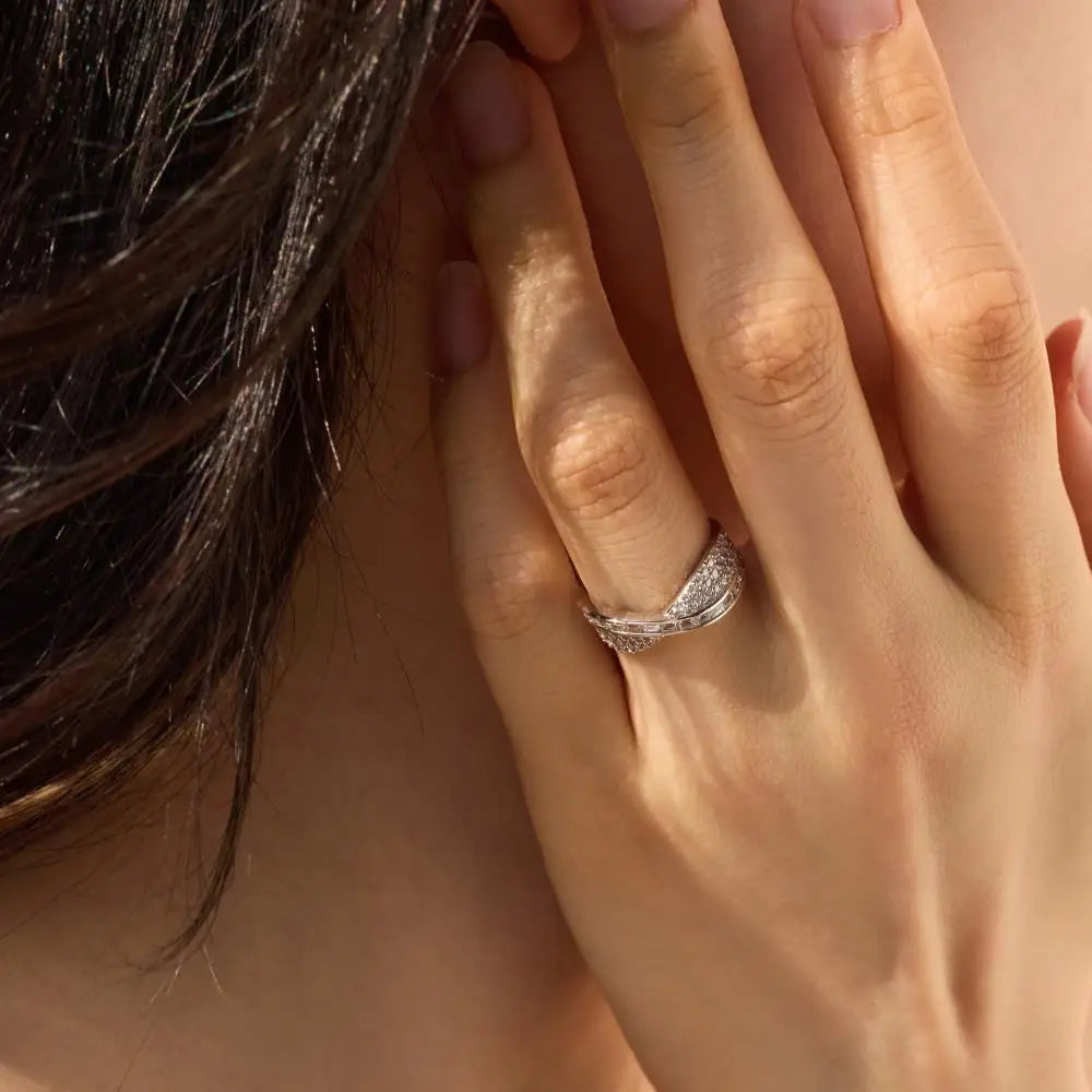925 Silver CZ Bridal Engagement Ring DY121455 product image 3