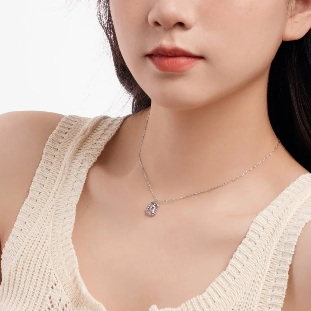 925 Sterling Silver Q Initial CZ Necklace product image 4