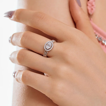 Graceful 925 Sterling Silver Rhodium Plated Non Tarnish 5A Cubic Zirconia Baguette Open Adjustable Women Jewelry Rings