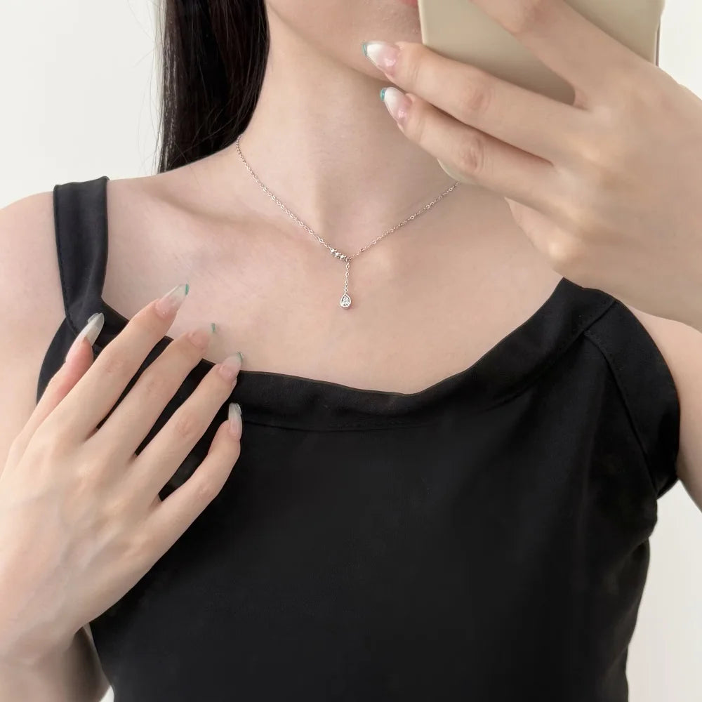925 Sterling Silver Teardrop CZ Pendant Necklace product image 4