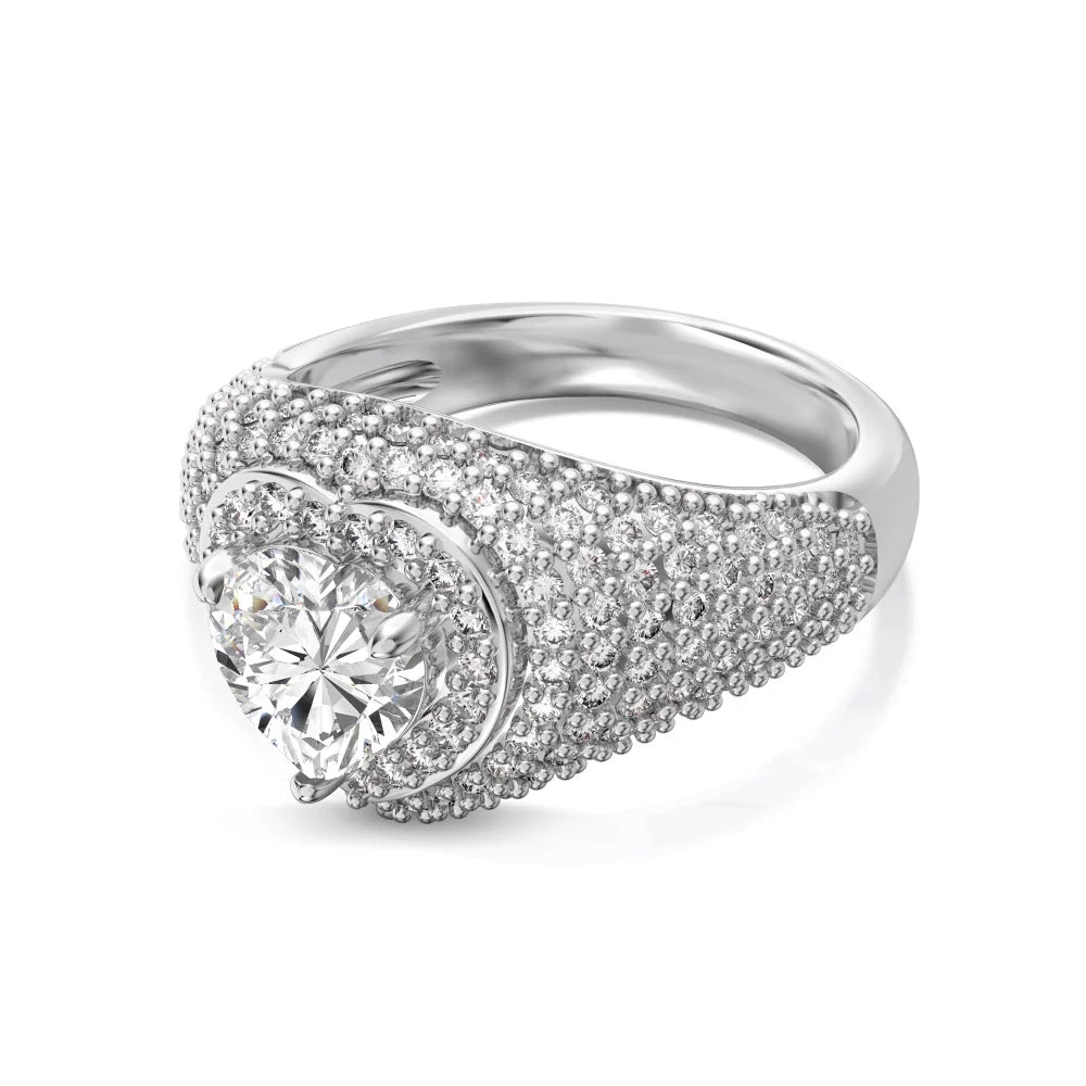 Delicate Christmas Festival Xmas Gifts 925 Sterling Silver Chunky Heart Shape Stone 5A Zirconia Promise Jewelry Rings