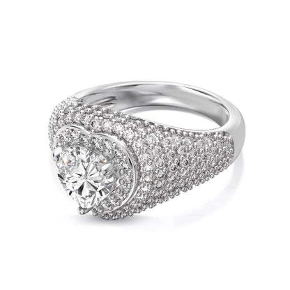 Delicate Christmas Festival Xmas Gifts 925 Sterling Silver Chunky Heart Shape Stone 5A Zirconia Promise Jewelry Rings